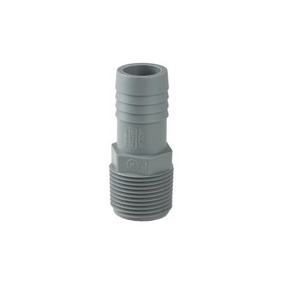 1" POLY / PVC INSERT MALE ADAPTER (LIGHT GRAY)